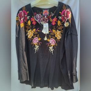 Long sleeve thermal embroidered shirt